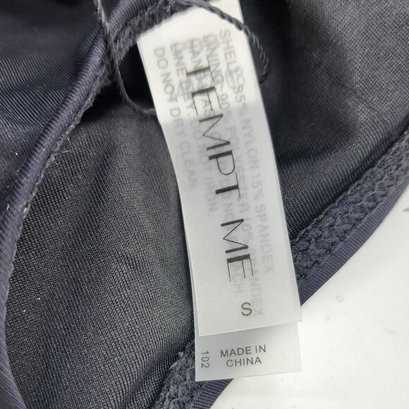 Tempt Me Womens Black High Waist Bikini Set Mesh Panel Striped Details Size S - Picture 2 of 7